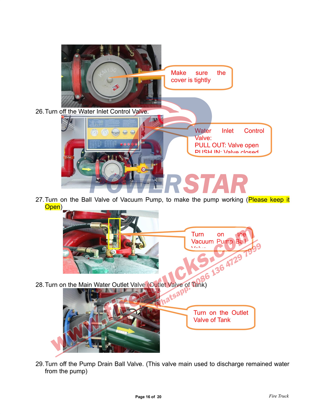 Isuzu foam water truck operation steps