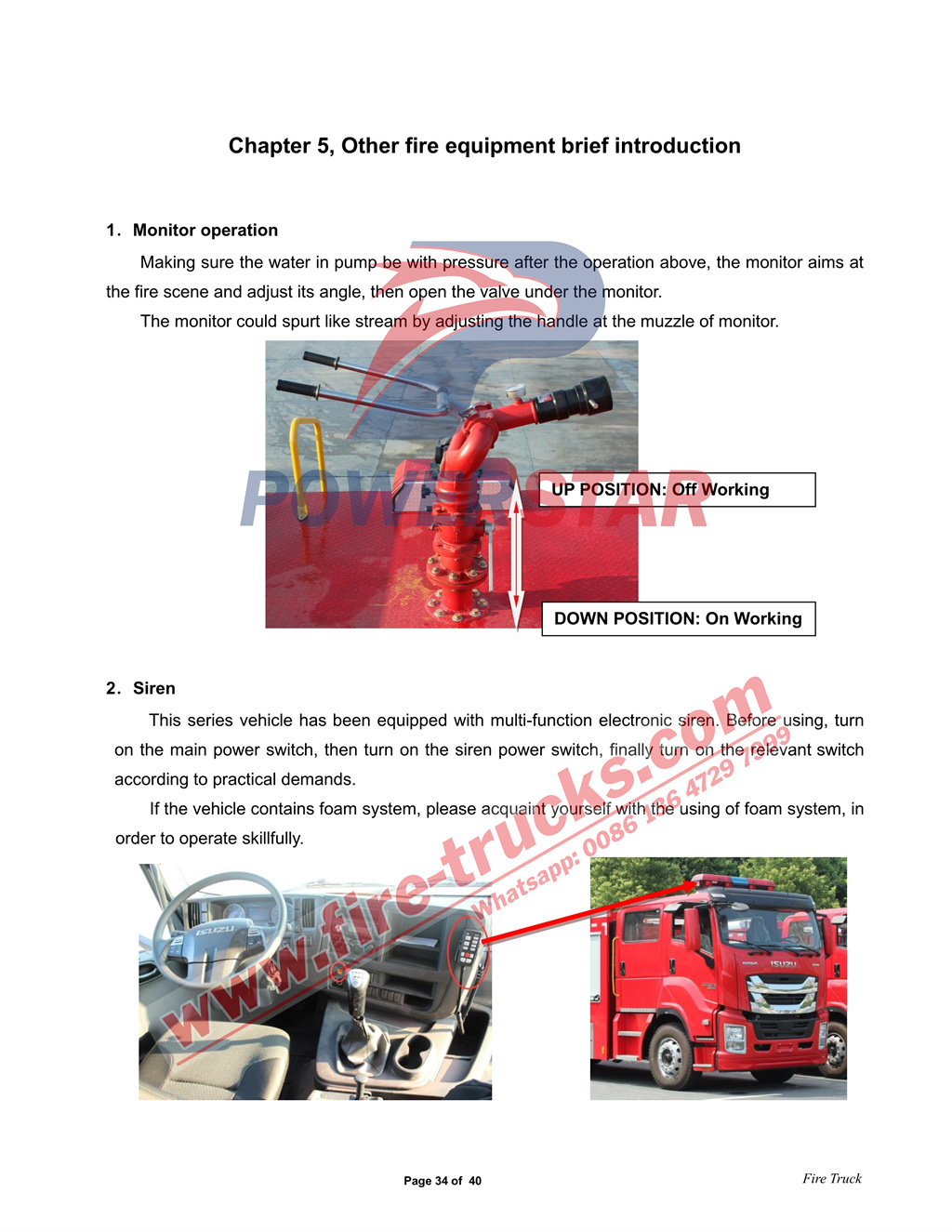 ISUZU GIGA 8cbm Water Fire Truck Manual