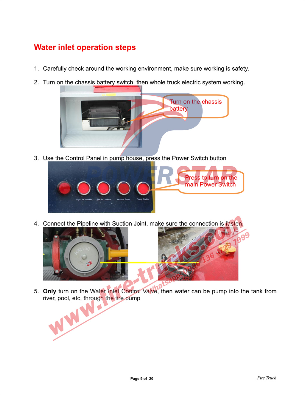 Isuzu foam water truck operation steps