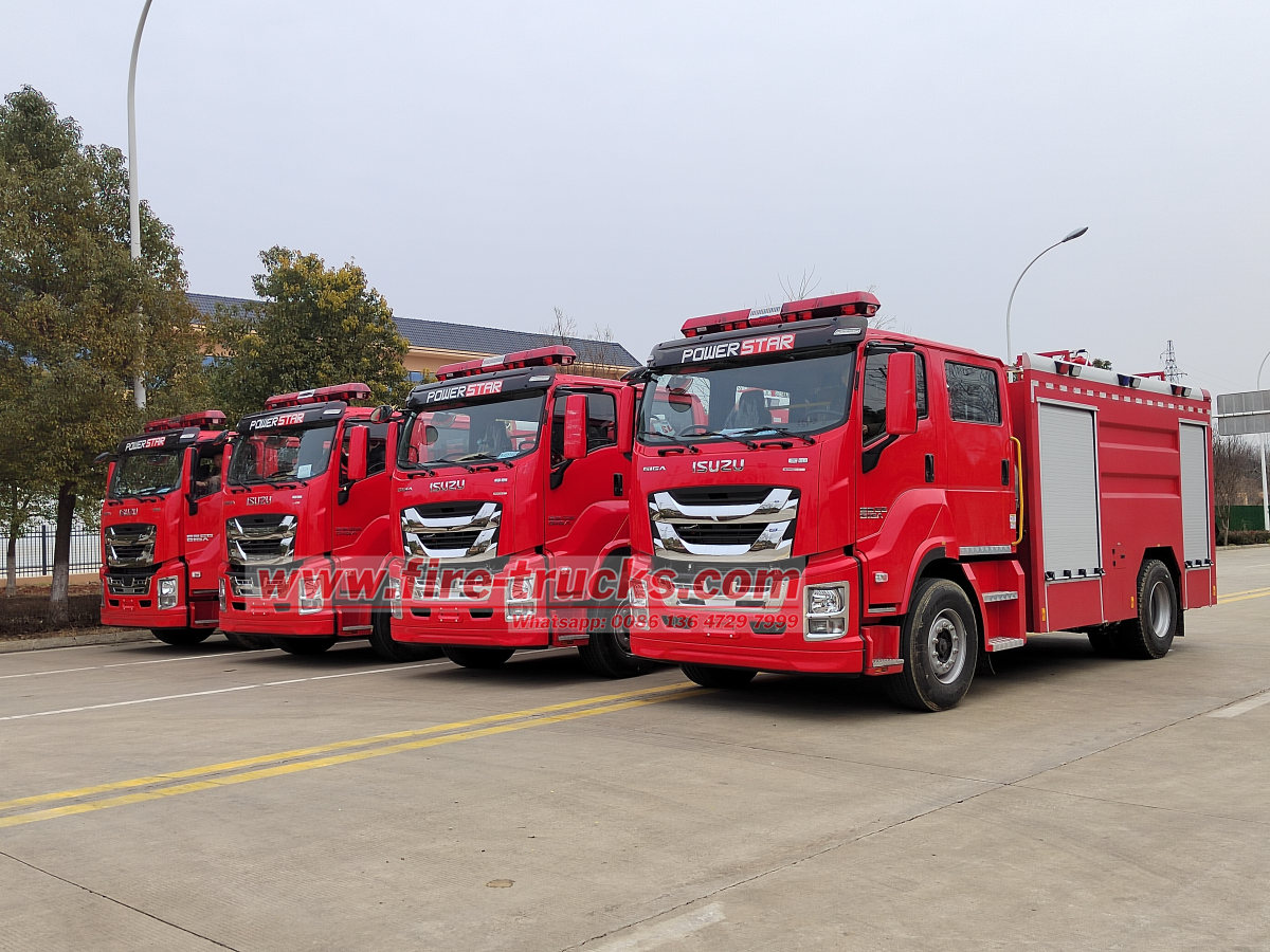 Isuzu giga water foam fire engine truck technical drawing