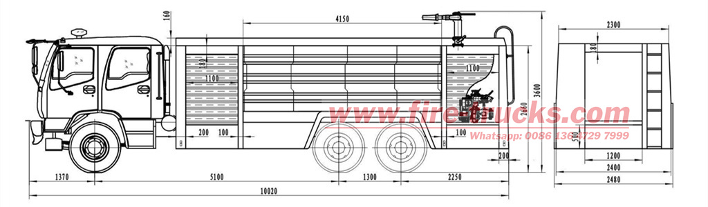 HOWO fire truck technical drawing