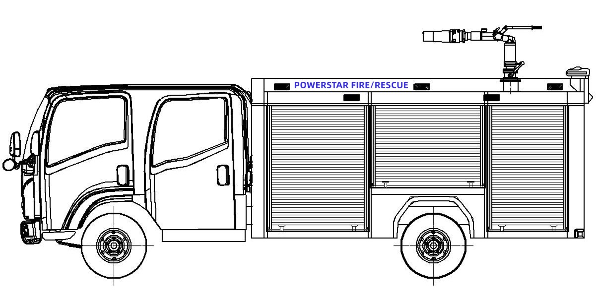 Isuzu NPR fire tanker truck drawing