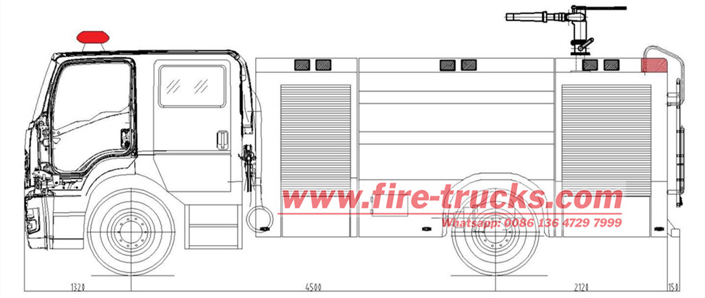 ISUZU FVR heavy duty water foam pumper fire truck drawing