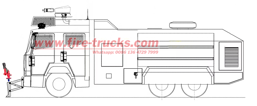 technical drawing of HOWO 400HP explosion-proof vehicle