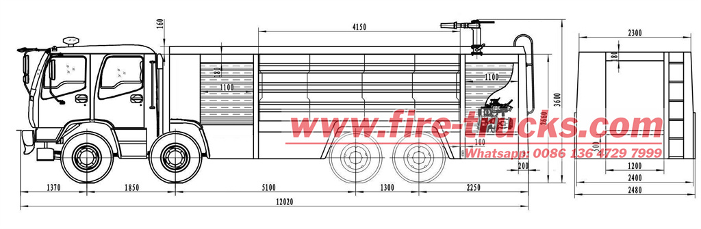 HOWO fire engine technical drawing