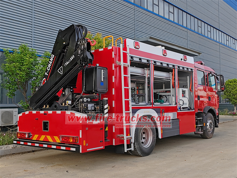 HOWO 4X2 Fire Rescue Truck Mounted Crane