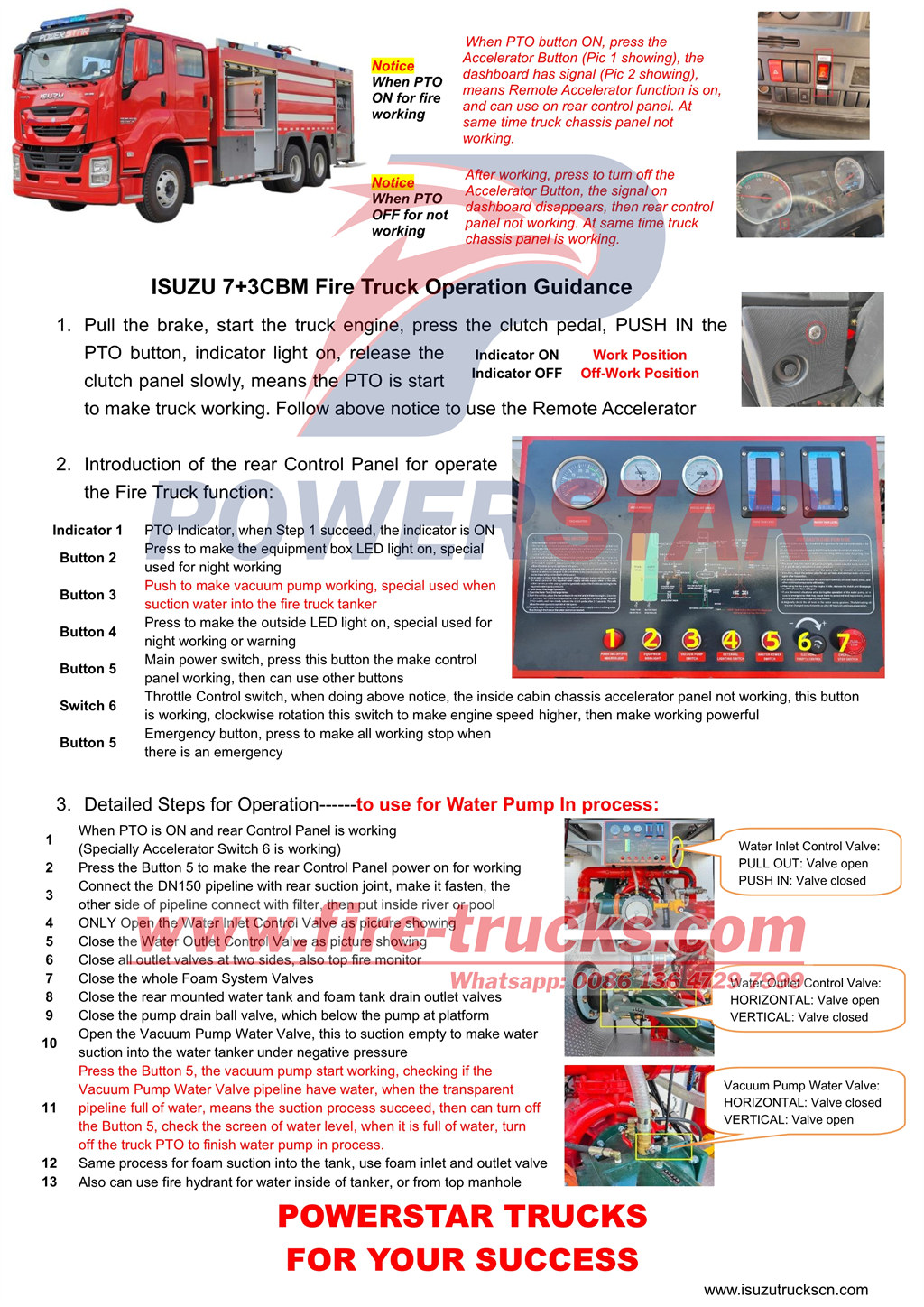 ISUZU GIGA tanker fire truck operation manual