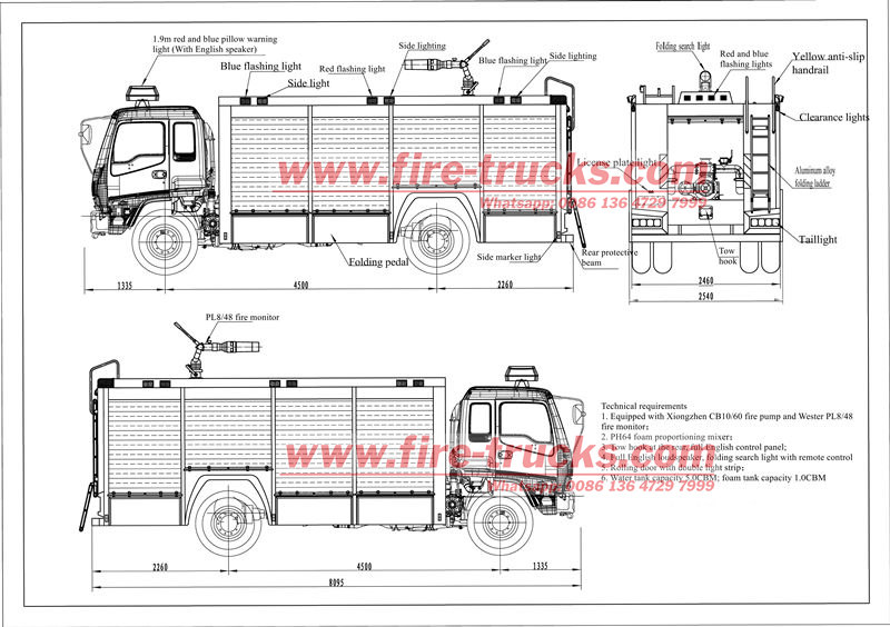 ISUZU FTR fire engine drawing