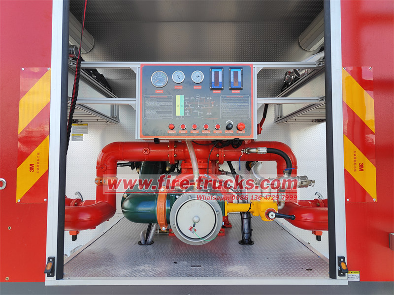 Isuzu fire engine rear pump room with English control panel