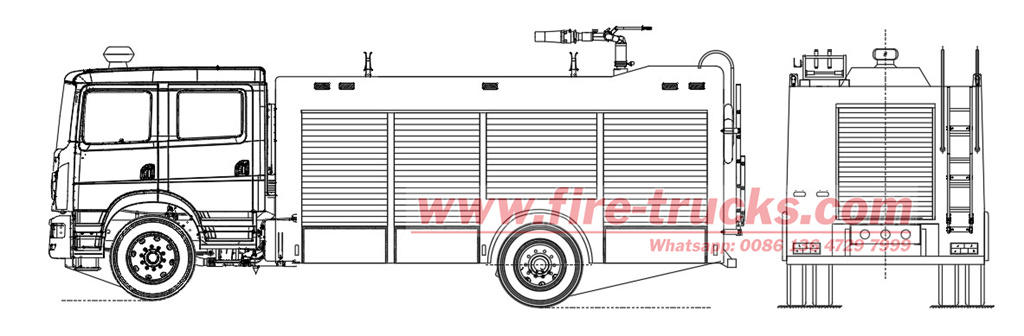 Dongfeng fire fighting truck technical drawing