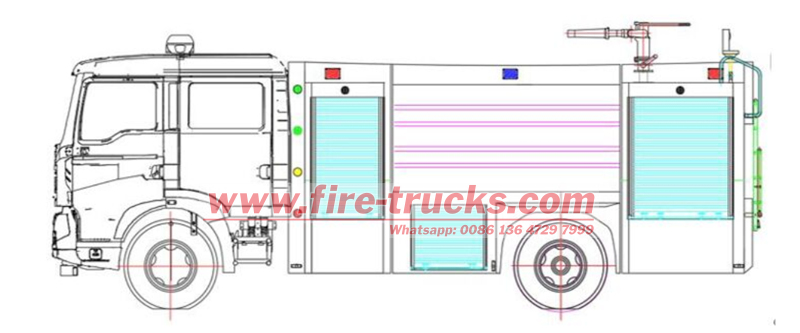HOWO fire truck foam tanker drawing