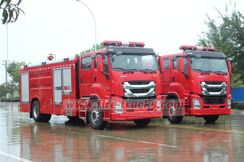 Isuzu GIGA fire tanker trucks ready for shipment