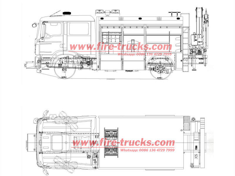 HOWO 4×4 fire rescue truck drawing HOWO 4×4 fire rescue truck drawing