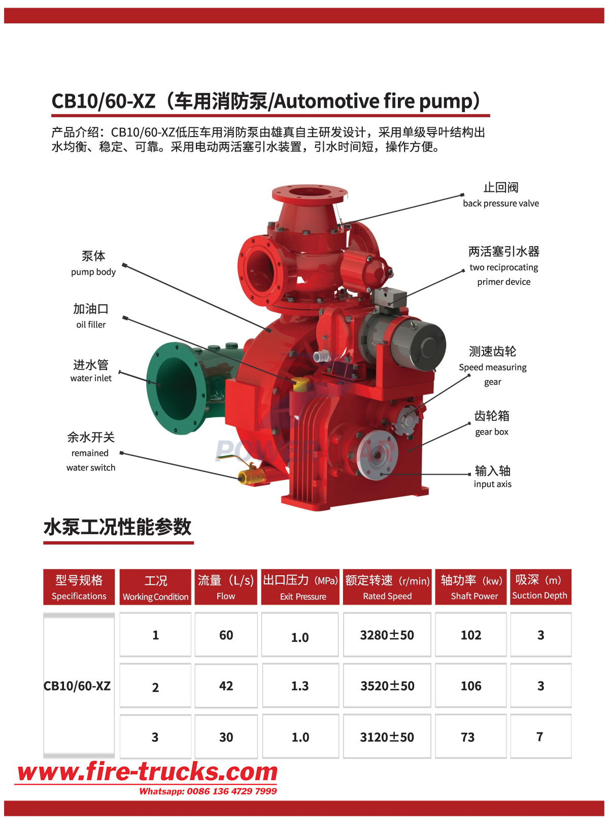 CB10 60 fire pump Shacman 4x4 fire truck CB10 60 fire pump Shacman 4x4 fire truck