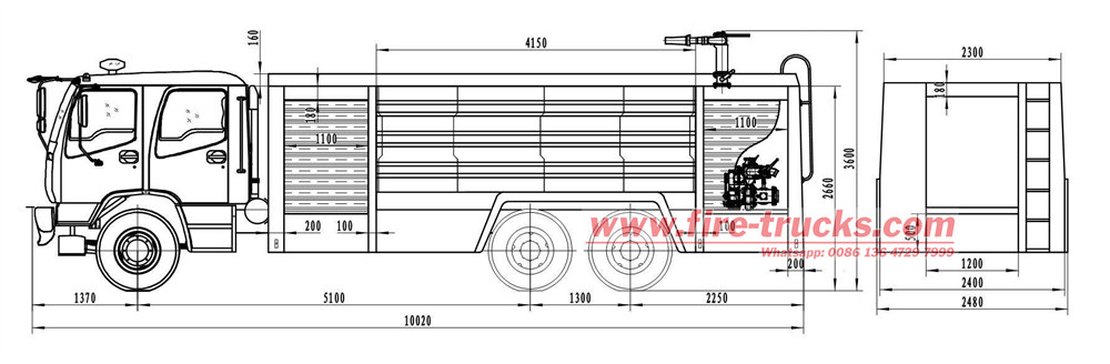 Drawing for ISUZU 6x4 fire fighting truck