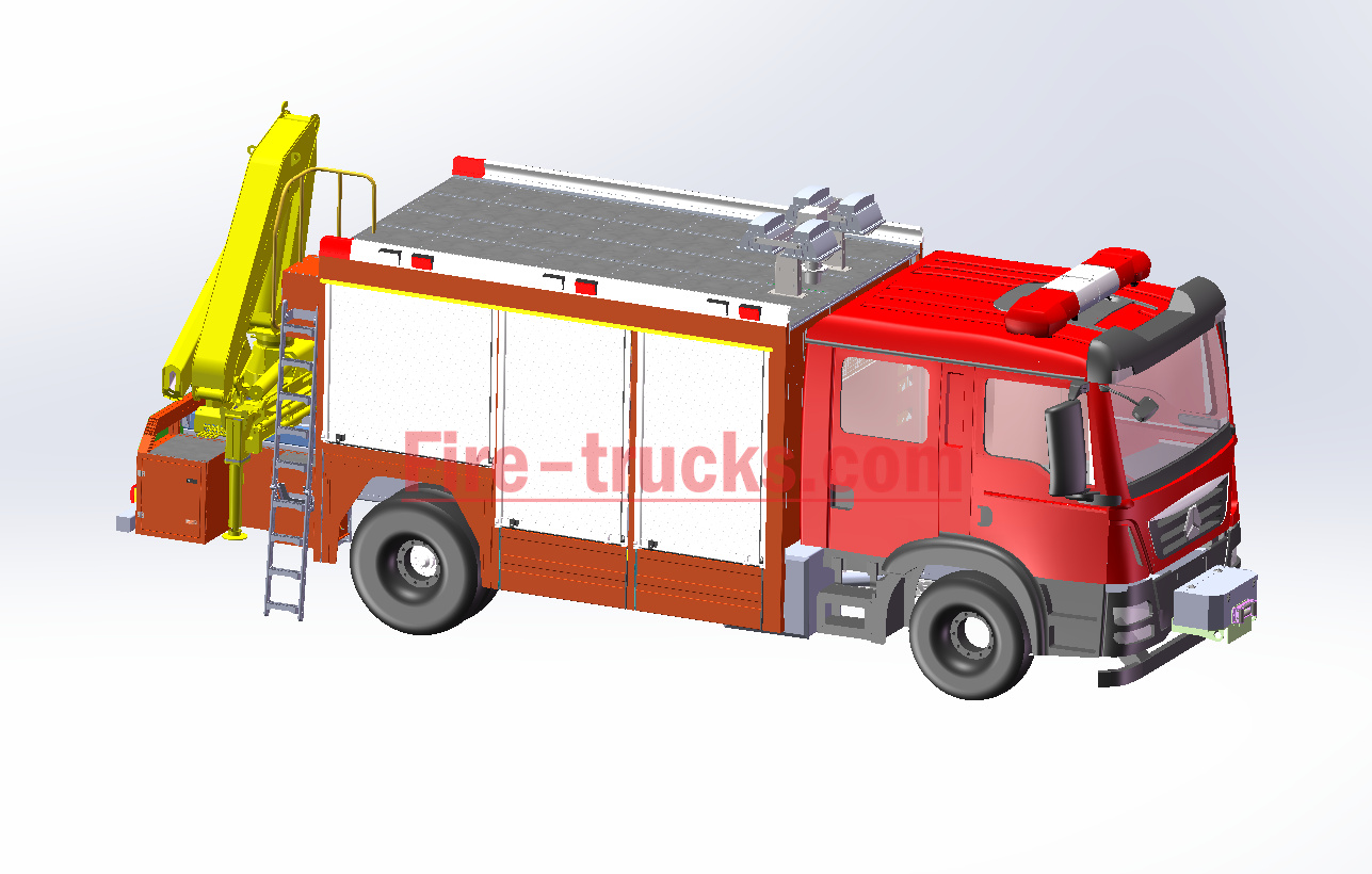 HOWO Rescue Fire Fighting Truck mounted Crane technical drawing HOWO Rescue Fire Fighting Truck mounted Crane technical drawing