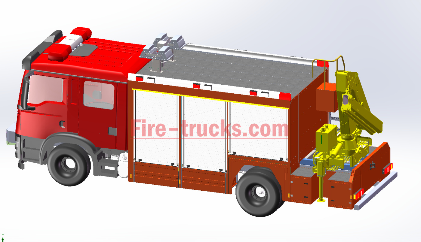 HOWO Rescue Fire Fighting Truck mounted Crane technical drawing HOWO Rescue Fire Fighting Truck mounted Crane technical drawing