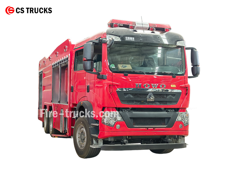 howo 6x4 water dry powder dual fire truck