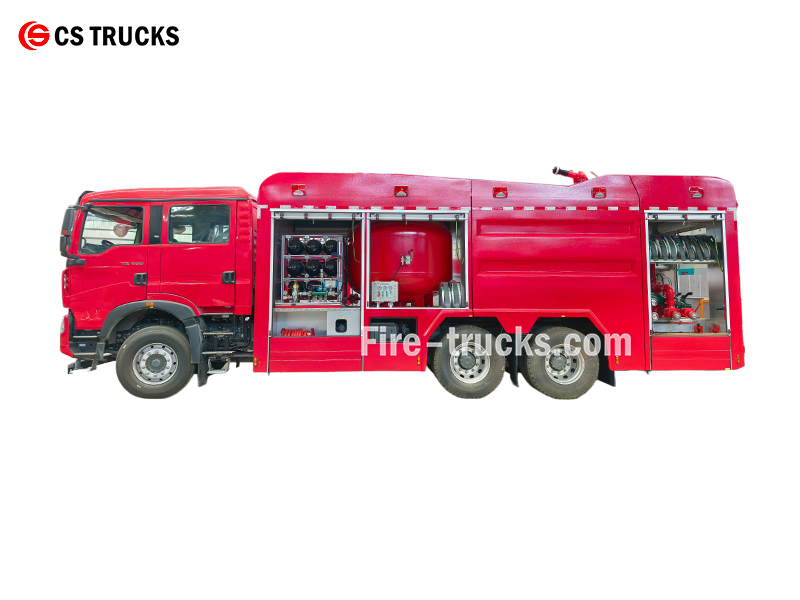 howo water dry powder combined fire fighting truck