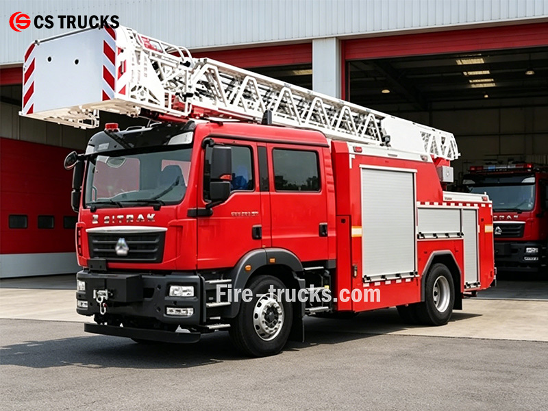 HOWO 25 Meter High Rise Aerial Ladder Fire Truck