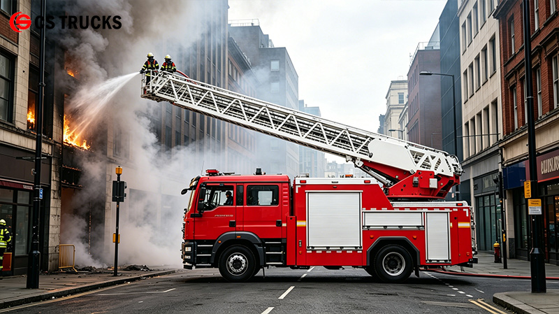 howo 25 Meter 360 Degree Turntable Aerial Ladder Fire Truck