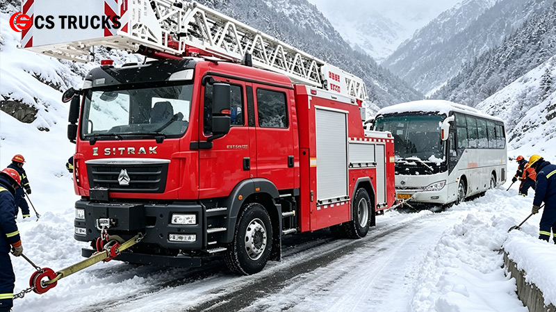 howo 25 Meter High Capacity Water Tank Fire Ladder Truck
