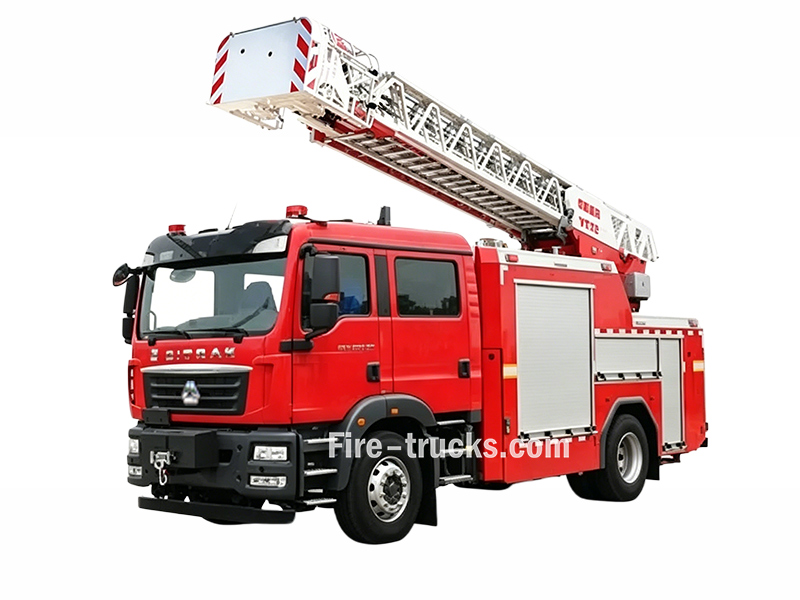 HOWO 25 Meter CAFS Fire Fighting Ladder Truck