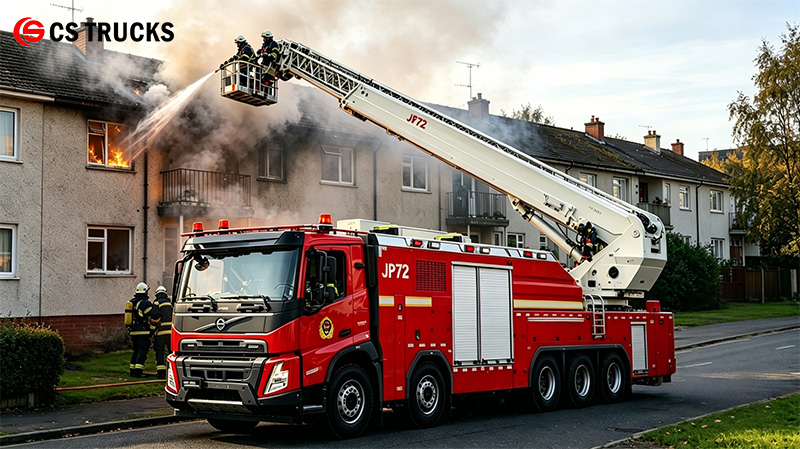howo 72 Meter High Capacity Water Tank Fire Ladder Truck