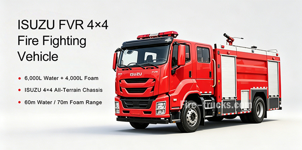 Guatemala ISUZU FVR 205HP 6000L 4000L 4x4 Foam Water Fire Truck