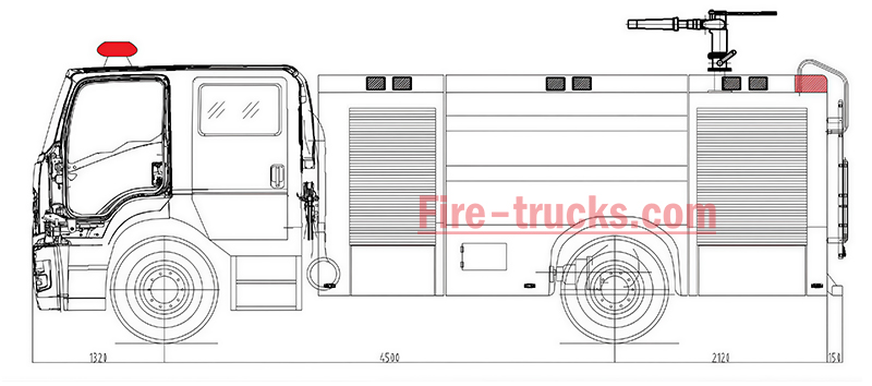 ISUZU CB10/60 Fire Pump Foam Water Tender Structure Drawing
