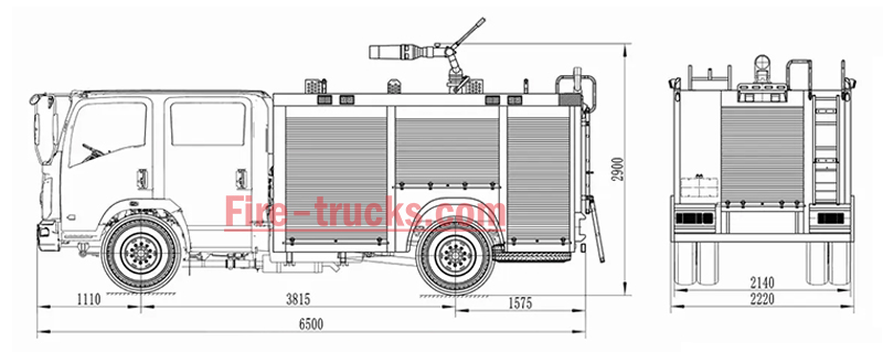 ISUZU CB10/60 Fire Pump Foam Water Tender Structure Drawing