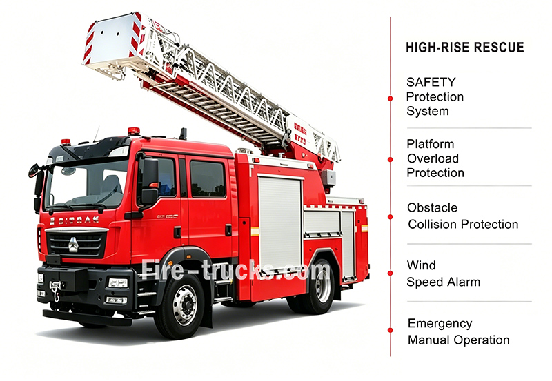 HOWO 25m aerial ladder fire fighting vehicle