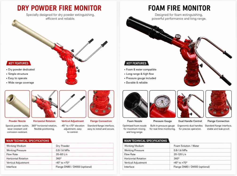 dry powder monitor vs foam monitor difference dry powder monitor vs foam monitor difference
