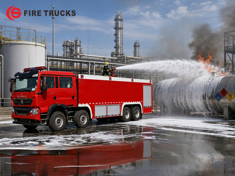 HOWO TX 25000L Foam Fire Truck for Chemical Plant Fire Suppression