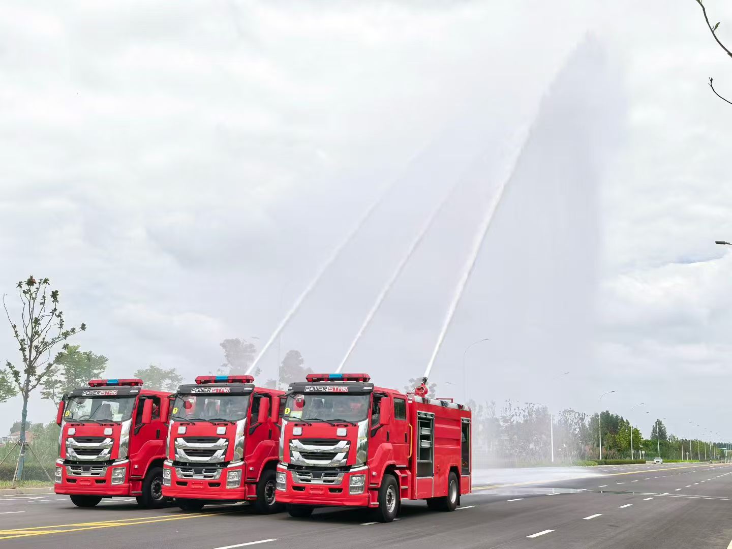 Morocco Fire department fire fighting vehicle testing in factory