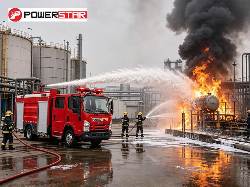 ISUZU 700P 4x2 Fire Tender Truck 5000L Water Foam Double Cabin Euro 6 Diesel with PL8/32 Monitor for Albania Municipal Fire Services