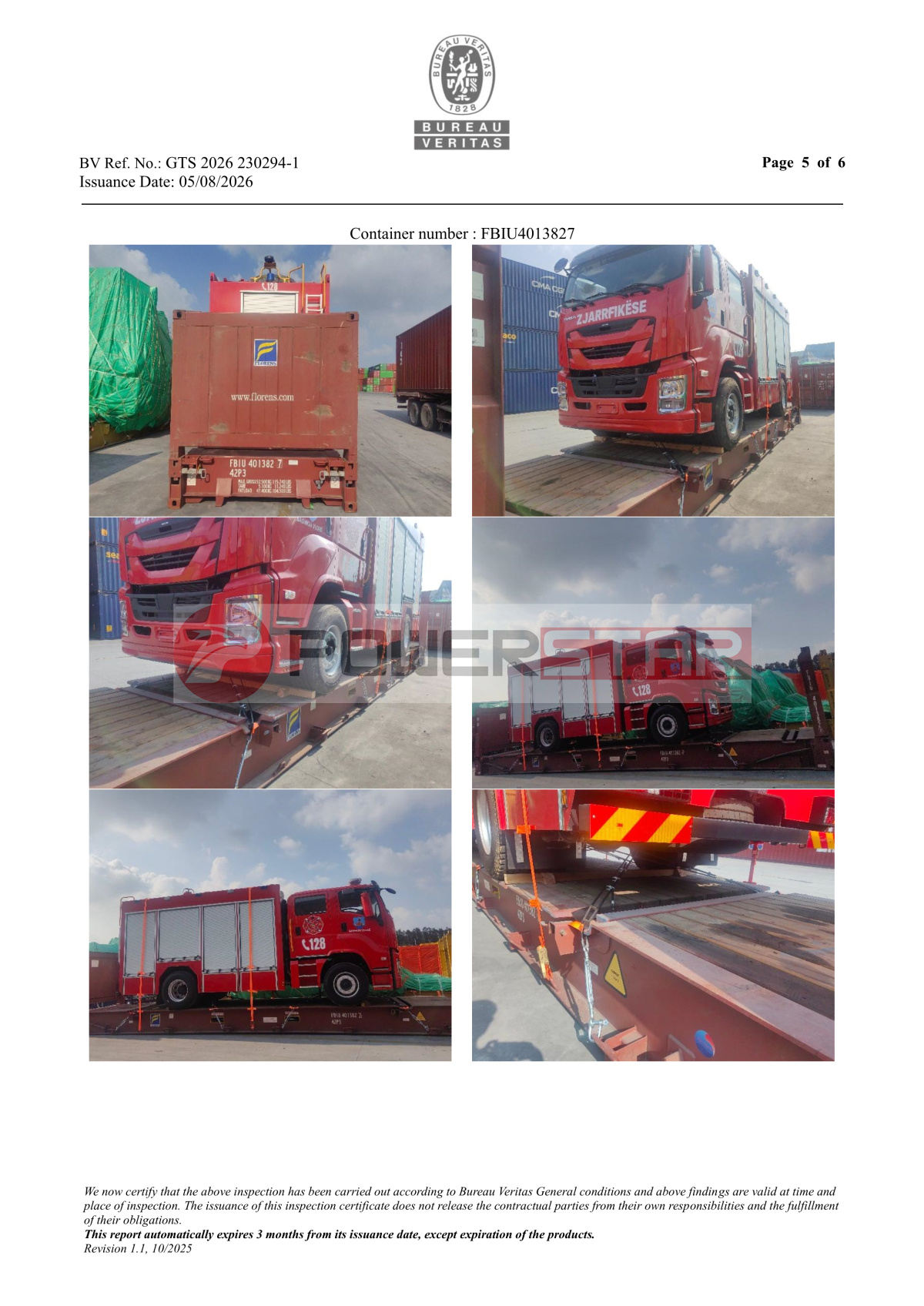 FIRE TRUCKS Lashing and securing inspection survey supervision