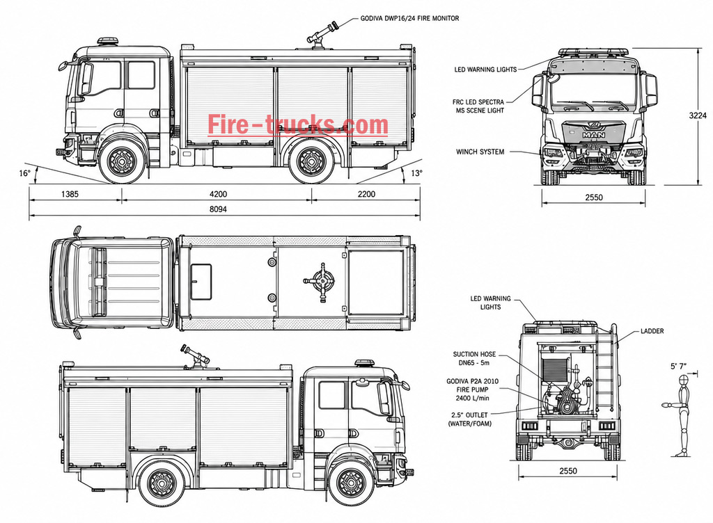 High Quality IVECO ML 150E24WS 4x4 Foam Fire Truck 3850L Water Foam 240HP Euro 3 with Godiva P2 2010 for Philippines Oil Gas Industry Fire Rescue CAD Drawing 