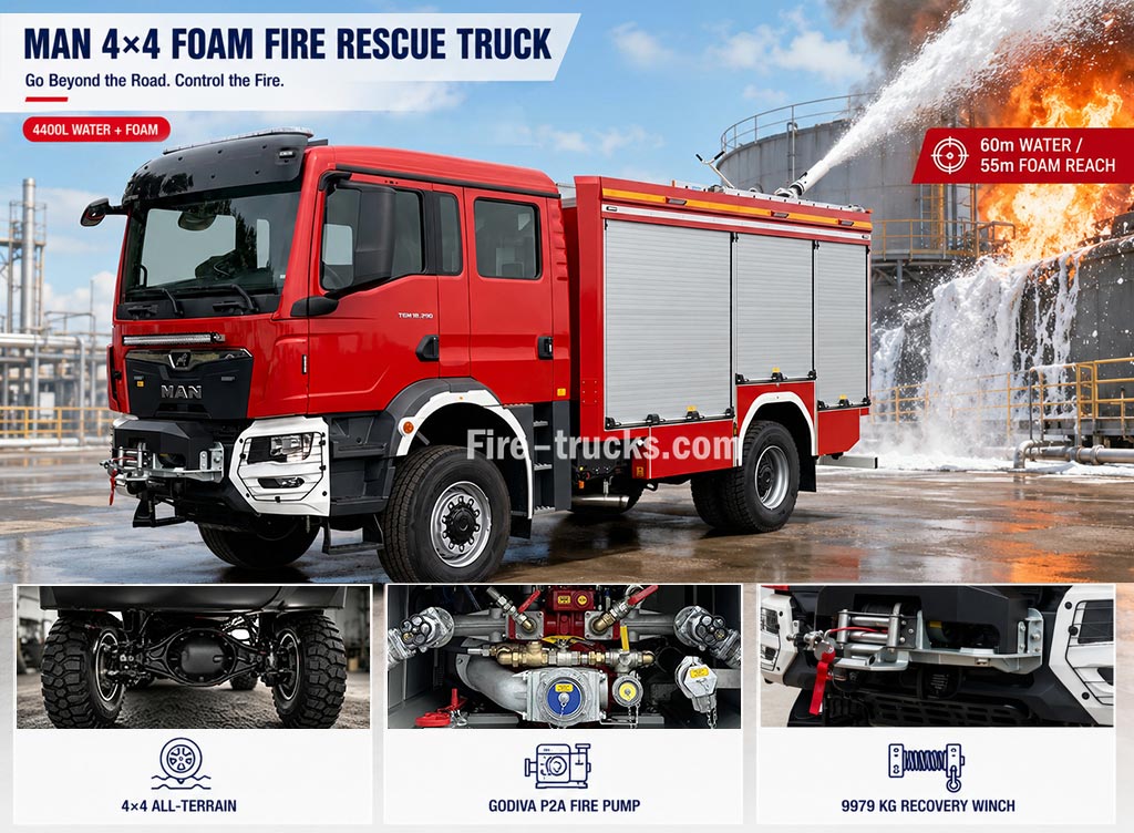 IVECO ML 150E24WS 4x4 Heavy Duty Foam Fire Truck 3850L Water Foam Automatic Transmission for Dubai Vehicle Fire Rescue and Car Accident Emergency
