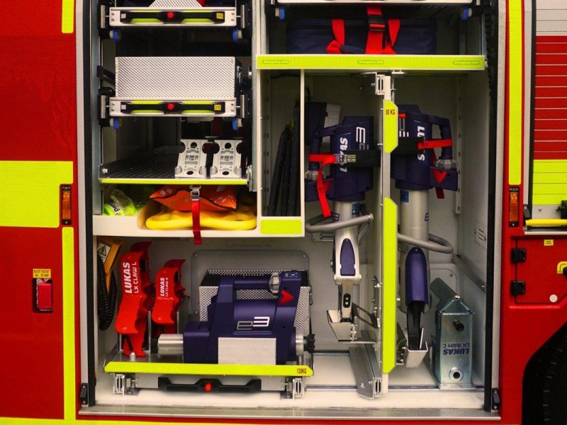 rescue fire fighting vehicle equipment compartment layout