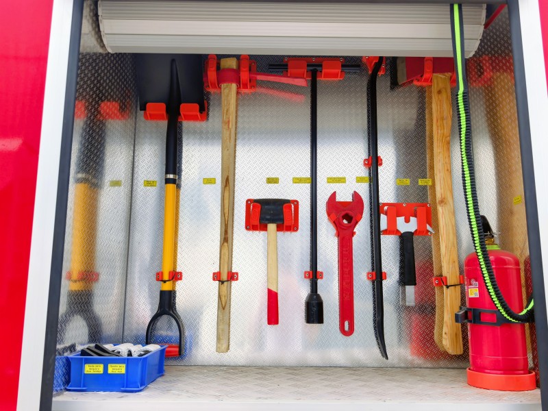 rescue fire fighting vehicle equipment compartment interior