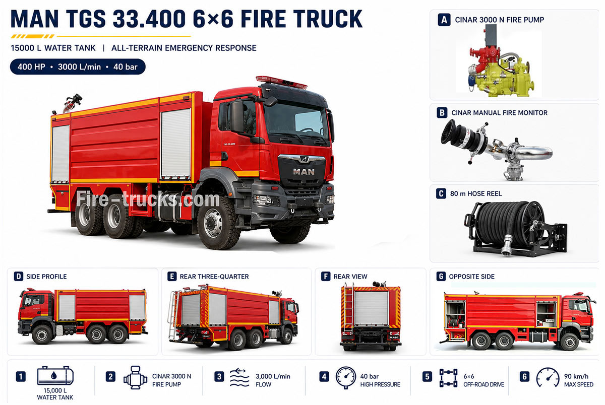 MAN TGS 33.400 15000L Large Capacity Water Fire Engine for Forest Fire Rescue Liberia MAN TGS 33.400 15000L Large Capacity Water Fire Engine for Forest Fire Rescue Liberia