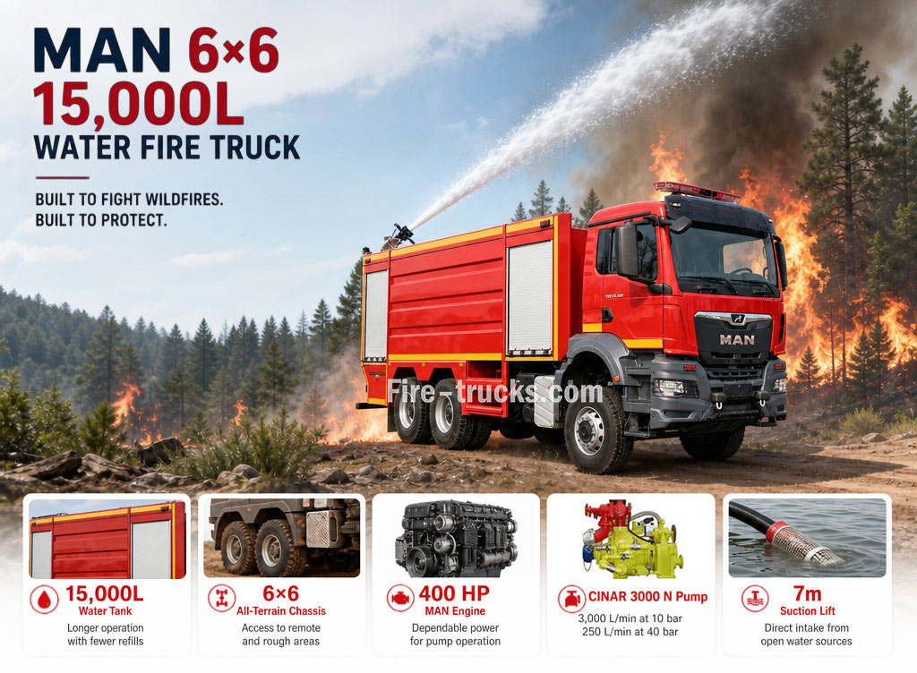 MAN TGS 33.400 6x6 Durable Water Fire Fighting Vehicle for Construction Site Fire Mongolia MAN TGS 33.400 6x6 Durable Water Fire Fighting Vehicle for Construction Site Fire Mongolia