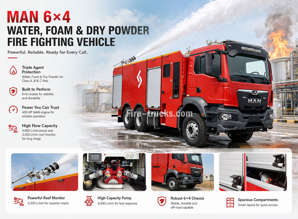 MAN TGS 33.400 6×4 Heavy Foam Dry Powder Fire Apparatus for Petrochemical Plant Fire Liberia MAN TGS 33.400 6×4 Heavy Foam Dry Powder Fire Apparatus for Petrochemical Plant Fire Liberia