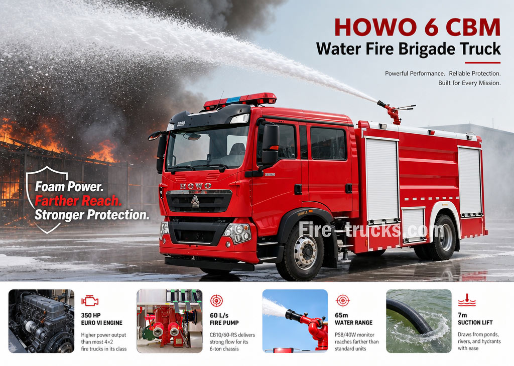 HOWO 4x2 Water Tender Fire Truck 6000L 350HP Euro 6 with High Pressure Pump for Mongolia City Fire Emergency HOWO 4x2 Water Tender Fire Truck 6000L 350HP Euro 6 with High Pressure Pump for Mongolia City Fire Emergency