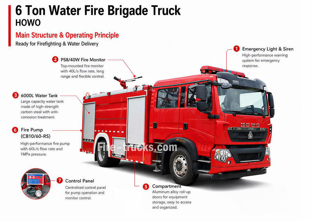 Howo 6 Ton 4x2 Water Fire Truck Structure Diagram Howo 6 Ton 4x2 Water Fire Truck Structure Diagram