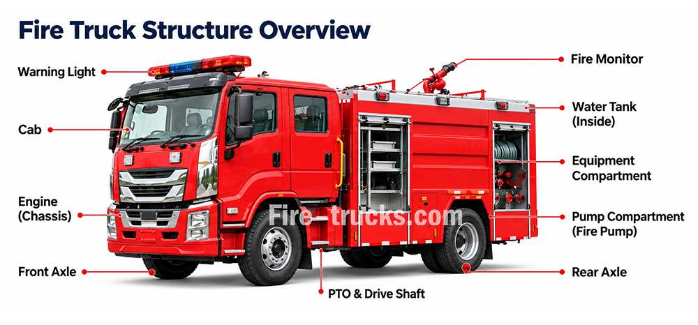 fire truck complete structure and installation location diagram fire truck complete structure and installation location diagram