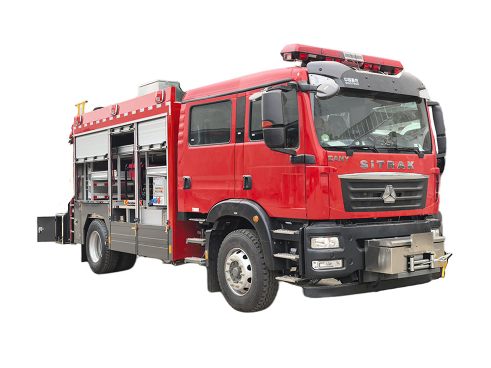 Sinotruk emergency rescue fire truck with PALFINGER crane