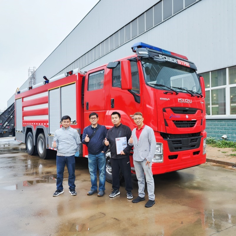 Philippines BFP inspect municipal red fire truck Isuzu Giga