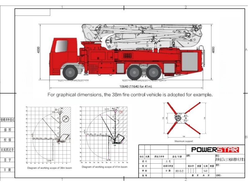 Designed Drawing for Aerial Fire truck ISUZU